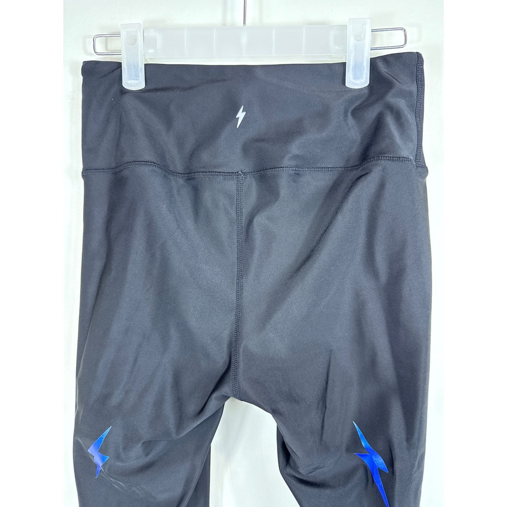 Electric Yoga Leggings Black Blue Lightning Bolt Athleisure Women Size Small - Picture 5 of 7